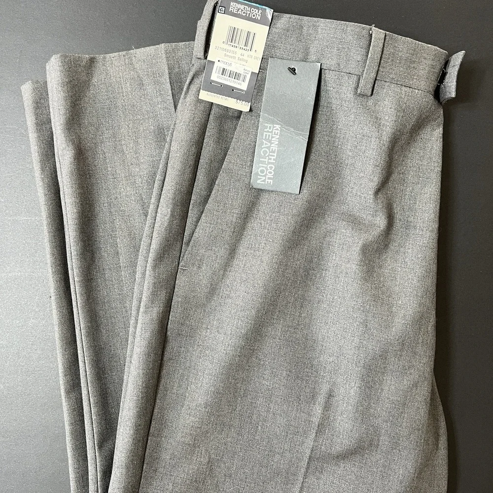 Keneth Cole Reaction Smooth Sailing Dress Pants Mens 36W X 32 Heather Gray NWT